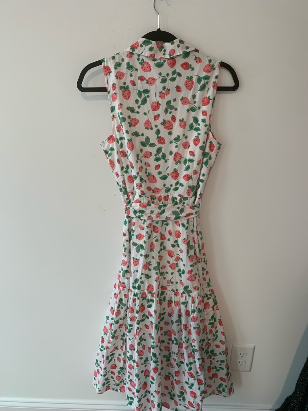 J Crew Sleeveless Collared Midi shirtDress in White Strawberry Print 2 NWT - Picture 10 of 11